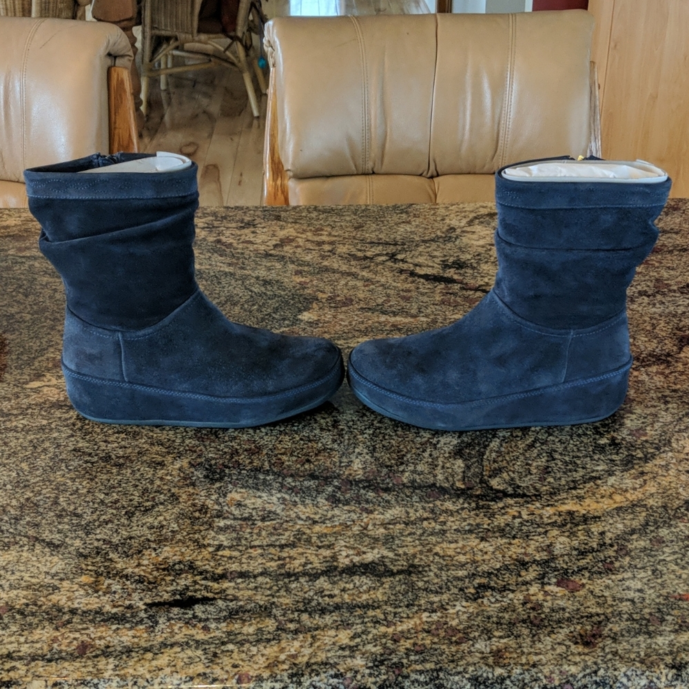 Fitflop comfy blue platform suede ankle boots - Picture 5 of 8